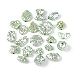 Темный Морско-зеленый Перламутровые непрозрачные акриловые бусины, разнообразные, темно-зеленый, 9~18x8.5~29x3~14 мм, отверстие : 1.6~4 мм, Около 467 шт / 500 г