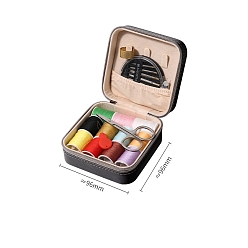 Черный Наборы инструментов для вязания своими руками, включая провод, нитевдеватель, игла, наперсток, ножницы, чёрные, 9.6x9.6 см