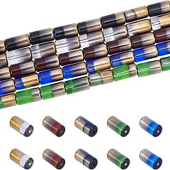 (52) Непрозрачная лаванда 5 нити 5 цвета полугальванизированные стеклянные бусины, колонка, разноцветные, 19.5~20x10 мм, отверстие : 1.4 мм, около 17 шт / нитка, 13.38 дюйм, 1 прядь / цвет