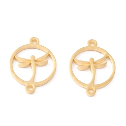 Real 18K Gold Plated 201 Stainless Steel Links, Manual Polishing, Ring with Dragonfly PVD Vacuum Plating, Real 18K Gold Plated, 20x15x1.5mm, Hole: 1.6mm