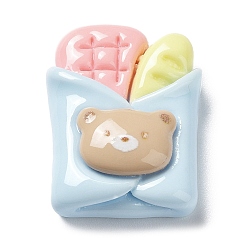 Светло-Синий Непрозрачная эмаль из смолы, декодирование кабошонов, имитация еды, хлеб, голубой, 23x17.5x8 мм