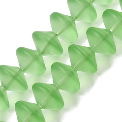 Lime Green Frosted & Baking Paint Transparent Glass Beads Strands, Rondelle, Lime Green, 14x10mm, Hole: 1.2mm, about 60pcs/strand, 23.62''(60cm)