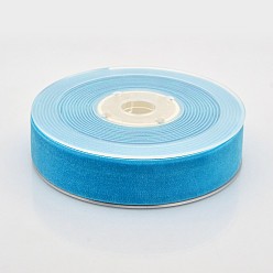 Deep Sky Blue Polyester Velvet Ribbon for Gift Packing and Festival Decoration, Deep Sky Blue, 7/8 inch(23mm), about 25yards/roll(22.86m/roll)