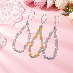 (52) Непрозрачная лаванда Ремешки для мобильных телефонов из натурального и окрашенного малайзийского нефрита, с нейлоновыми нитями и ракушечным жемчугом, разноцветные, 215 мм, 3 шт / комплект