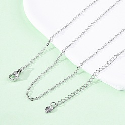 Платина Латунные кабельные цепи ожерелья, с 304 из нержавеющей стали омара застежками, без свинца и без кадмия, долговечный, стойки покрытие, платина, 17.60 дюйм (44.7 см)