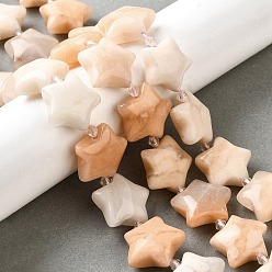 Розовый Авантюрин Натуральный розовый авантюрин бисер нитей, с бисером, звезда, 20x21x10 мм, отверстие : 1.2 мм, около 19 шт / нитка, 15.59''~16.02'' (39.6~40.7 см)