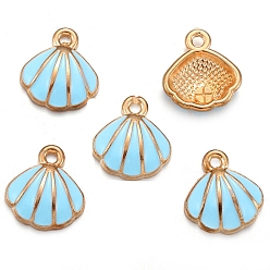 Shell Shape Эмалевые подвески из сплава с морскими животными, золотые, формы раковины, 11x10 мм, отверстие : 1 мм