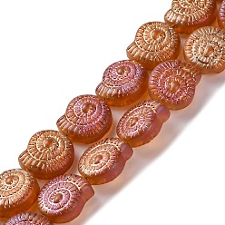 Шоколадный Стеклянные бусины с гальваническим покрытием , с полным покрытием цвета радуги, улитка, цвет шоколада, 12.5x11.5x4.5 мм, отверстие : 1 мм, около 50 шт / нитка, 24.41 дюйм (62 см)