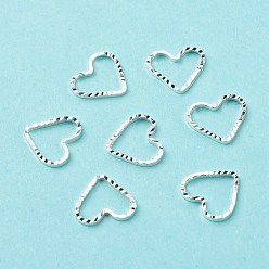 Посеребрённый Латунные соединительные колечки, долговечный, без кадмия и без свинца, сердце, 925 серебро покрытием, 8.5~9x9x1 мм, внутренний диаметр: 6x8 мм