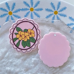 Бледно-Розовый Акриловые подвески с цветами, розовый жемчуг, 42x38 мм