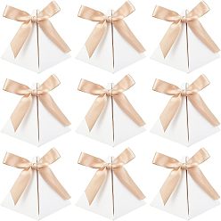 Белый Бумажная шкатулка, с полиэфирной лентой, треугольные, белые, готовое изделие: 7.2x7.2x8 см