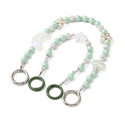 Aquamarine Heart & Bowknot & Moon Acrylic Beaded Bag Straps, with Zinc Alloy Spring Gate Rings, Aquamarine, 27~36.7cm, 2pcs/set