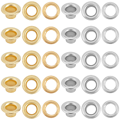Платиновый & Золотой 200шт. 2 цвета железные люверсы фурнитура, с распоркой, плоско-круглые, платиной и золотом, 10x5 мм, отверстие : 5 мм, 100 шт / цвет