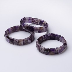 Amethyst Natural Amethyst Beads Stretch Bracelets, Rectangle, 2-1/8 inch~2-1/4 inch(55~58mm)