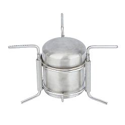 Stainless Steel Color Portable Stainless Steel with Iron Liquid Alcohol Stoves for Camping, with Polyester Storage Bag, Stainless Steel Color, 106x80x82mm