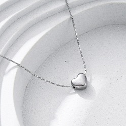 Нержавеющая Сталь Цвет 304 кулон ожерелья из нержавеющей стали с сердцем, цвет нержавеющей стали, 16.34 дюйм (41.5 см) в длину + 55 удлинитель мм