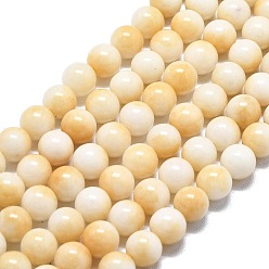 Белый Навахо Натуральный Malaysia нефритовые бусы пряди, окрашенная и подогревом, круглые, навахо белый, 8~8.5 мм, отверстие : 1.2 мм, около 48 шт / нитка, 14.96 дюйм (38 см)