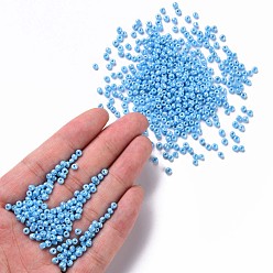 Light Cyan Glass Seed Beads, Opaque Colors Lustered, Round, Light Cyan, 3mm, Hole: 1mm, about 10000pcs/pound