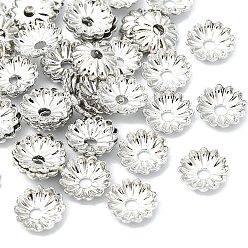 Plaqué Platine Véritable Bouchons en laiton shegrace, sans cadmium et sans nickel et sans plomb, fleur, Platine plaqué, 5x5x1mm, Trou: 1mm