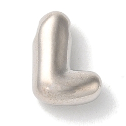 Letter L Brass Pendants, Long-Lasting Plated, Platinum, Letter L, 10x7x3.5mm, Hole: 1.4mm