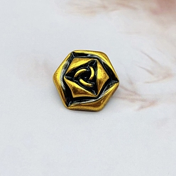 Античное Золото Кнопки сплава хвостовиком, 1-луночное, цветок, античное золото , 20 мм