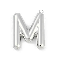 Letter M 304 подвески из нержавеющей стали, буквенное очарование, Буква М, 38x28x6.5 мм, отверстие : 2.1 мм