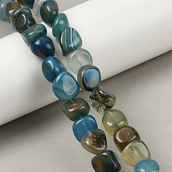 Синий Природный агат бисер нитей, окрашенная и подогревом, упавший камень, самородки, синие, 7~11x7~13 мм, отверстие : 0.8~1 мм, около 38 шт / нитка, 15.35 дюйм (39 см)