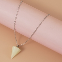 Cone Ожерелья с подвесками из синтетических светящихся камней, ожерелья из сплава цепочек для женщин, платина, конус, 16.14~19.69 дюйм (41~50 см)