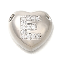 Letter E Стойка металлическая латунная микропрофилированная кубическая циркония подвески, без кадмия и без свинца, сердце с подвесками в виде буквы az, платина, Письмо E, 14.5x16x6 мм, отверстие : 3 мм