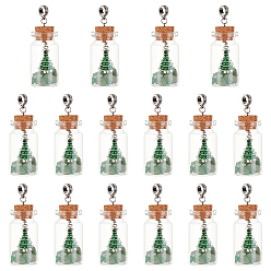Зеленый Авантюрин 16 шт. натуральный зеленый авантюрин бисер бутылка желаний европейские подвески с большим отверстием, амулеты бутылка, с елочкой сплав горный хрусталь эмали подвески, античное серебро, 60 мм, Кулон : 44x22 мм, отверстие : 5 мм