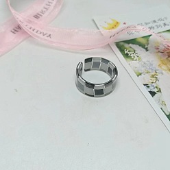 Черный 1Кольца для пальцев из акрила с узором «шотландка» для женщин, чёрные, внутренний диаметр: 19 мм