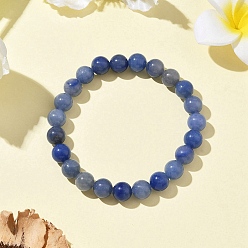 Синий Авантюрин Натуральный синий авантюрин круглые бусины эластичные браслеты для мужчин и женщин, внутренний диаметр: 2-1/8 дюйм (5.5 см)