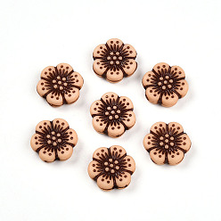 Персиковый Слойка Непрозрачные акриловые бусины, цветок, розовые, 12x13x3.8 мм, отверстие : 1.2 мм, Около 1190 шт / 500 г