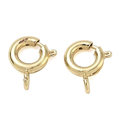 Real 18K Gold Plated Brass Spring Ring Clasps, Cadmium Free & Lead Free, Rack Plating, Long-Lasting Plated, Real 18K Gold Plated, 10x8x3mm, Hole: 1.5mm