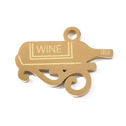 Oro 304 colgantes de acero inoxidable, encantos de botella de vino, pulido a mano, revestimiento de iones (ip), dorado, 14x19x1.4 mm, agujero: 1.8 mm
