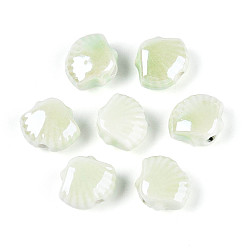 Нектар Фарфоровые бусины ручной работы, формы раковины, яркие глазированный фарфор, нектар, 9.5~10x11.5~12x6~6.5 мм, отверстие : 1.6~2 мм