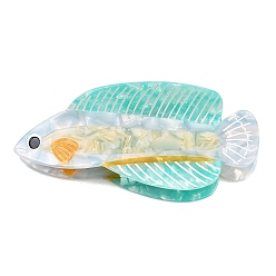 Fish Заколки для волос с когтями из ацетата целлюлозы (смола), С золотыми результатами железа, рыба, 47x110x39 мм