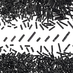 Черный 2840 шт. 8 стили стеклянные бусины-спирали, непрозрачных цветов, чёрные, 5~12x2 мм, отверстие : 0.5 мм, 355 шт / стиль