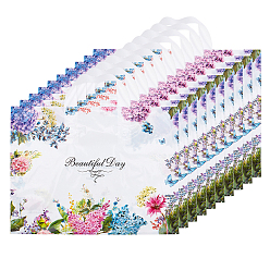 Weiß Plastiktüten mit Blumenmuster und Griffen, Einkaufstüten, weiß, 25x35x0.14 cm, 50 Stück / Beutel