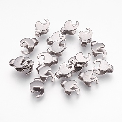 Stainless Steel Color Tarnish Resistant 304 Stainless Steel Cord Ends, End Caps, Terminators, Ends For Chains, Stainless Steel Color, 11.5x8x5.5mm, Inner Diameter: 2~3mm