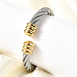 Позолоченный и Цвет Нержавейки 304 из нержавеющей стали манжеты браслеты, браслеты с крутящим моментом для женщин, скрученный, ионное покрытие (ip), настоящее золото и нержавеющая сталь, внутренний диаметр: 2-1/4x2-1/8 дюйм (5.6x5.3 см)