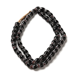 Black Handmade Nepalese Lampwork Beads, Rondelle, Black, 9~14x8~13mm, Hole: 2mm, about 53~61pcs/strand, 25~25.98''(63.5~66cm)