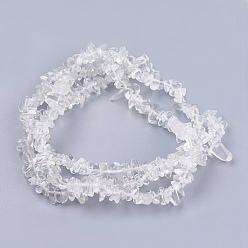 Clear Natural Quartz Crystal & Glass Beads Strands, Chip, Clear, 4~10x4~6x2~4mm, Hole: 1mm, about 210pcs/strand, 35.4 inch
