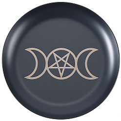 Black 430 Stainless Steel Wiccan Altar Plate, Witchcraft and Sorcerer Tarot Supplies, Round, Black, 100.5x9.5mm