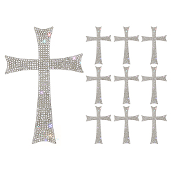 Кристалл 10шт. Стразы для горячей фиксации из смолы, термоклей на спине, горный хрусталь, крестик, кристалл, 120x80x1.5 мм