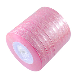 Hot Pink Glitter Metallic Ribbon, Sparkle Ribbon, with Silver Metallic Cords, Valentine's Day Gifts Boxes Packages, Hot Pink, 1/4 inch(6mm), about 33yards/roll(30.1752m/roll), 10rolls/group