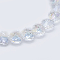 Clear Electroplated Glass Beads Strands, Faceted, Heart, Clear, 10x10x5.5mm, Hole: 1mm, about 25pcs/strand, 8.8 inch(22.5cm)