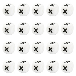 Letter X 20белые силиконовые бусины в виде кубических букв 12x12x12мм квадратные бусины с алфавитом в виде кубиков с 2прокладкой для отверстий мм мм свободные бусины с буквами для браслета, ожерелья, ювелирных изделий, letter.x, 12 мм, отверстие : 2 мм