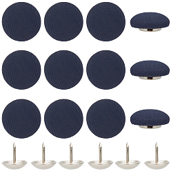 Прусский Синий 36шт. плоские круглые тканевые колпачки для ногтей, с алюминиевой заклепкой, аксессуары для шляп, платина, берлинская лазурь, 17x7.5 мм, отверстие : 1 мм