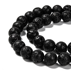 Lava Rock Natural Lava Rock Round Bead Strands, 8mm, Hole: 1mm, about 47pcs/strand, 15.7 inch